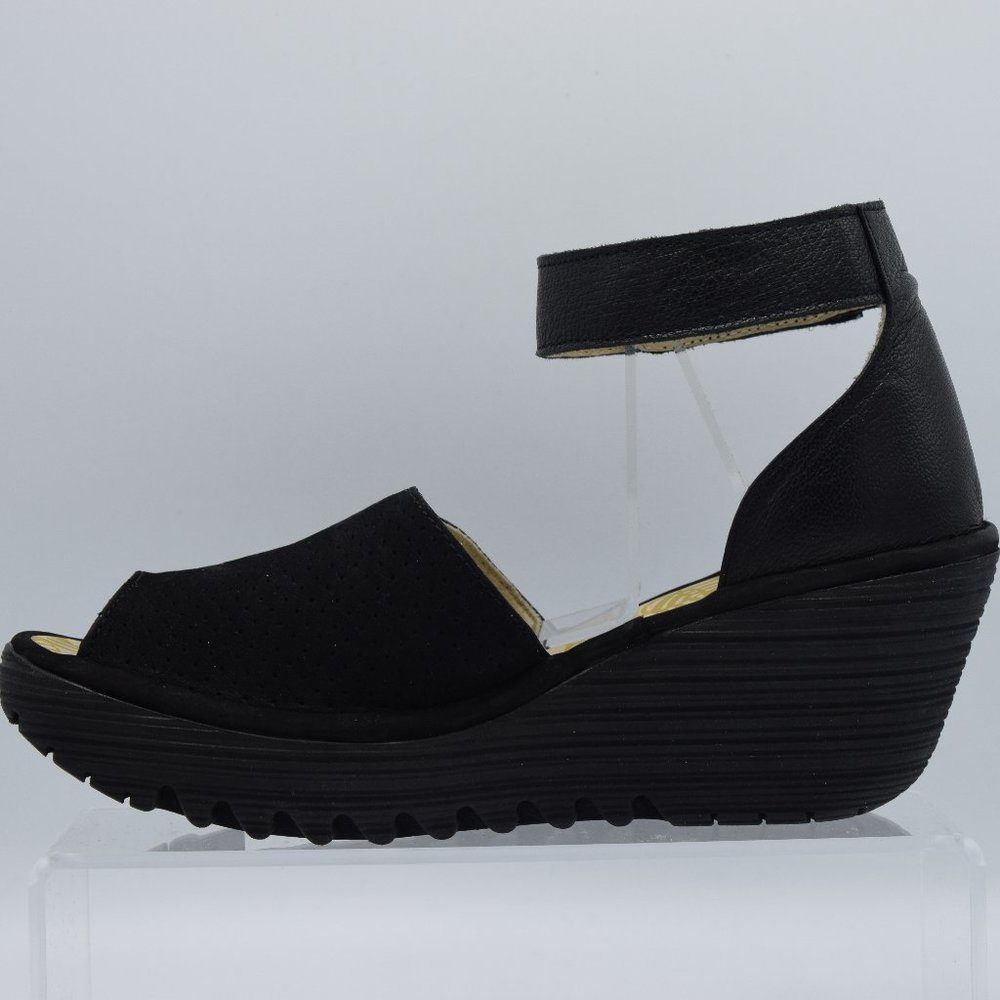 FLY London Perforated Leather Wedge Sandals - Yake